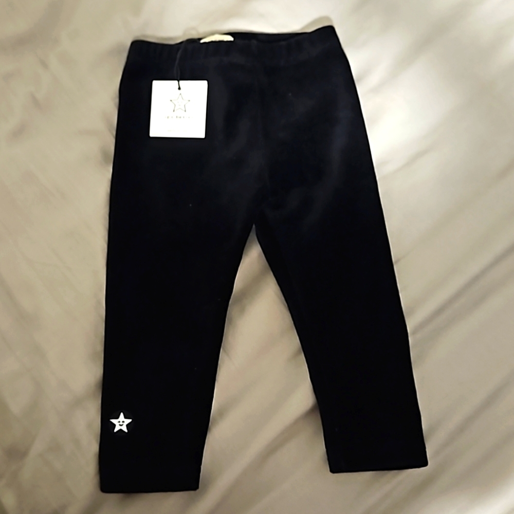Black, velour ribbed leggings. Size 12 months